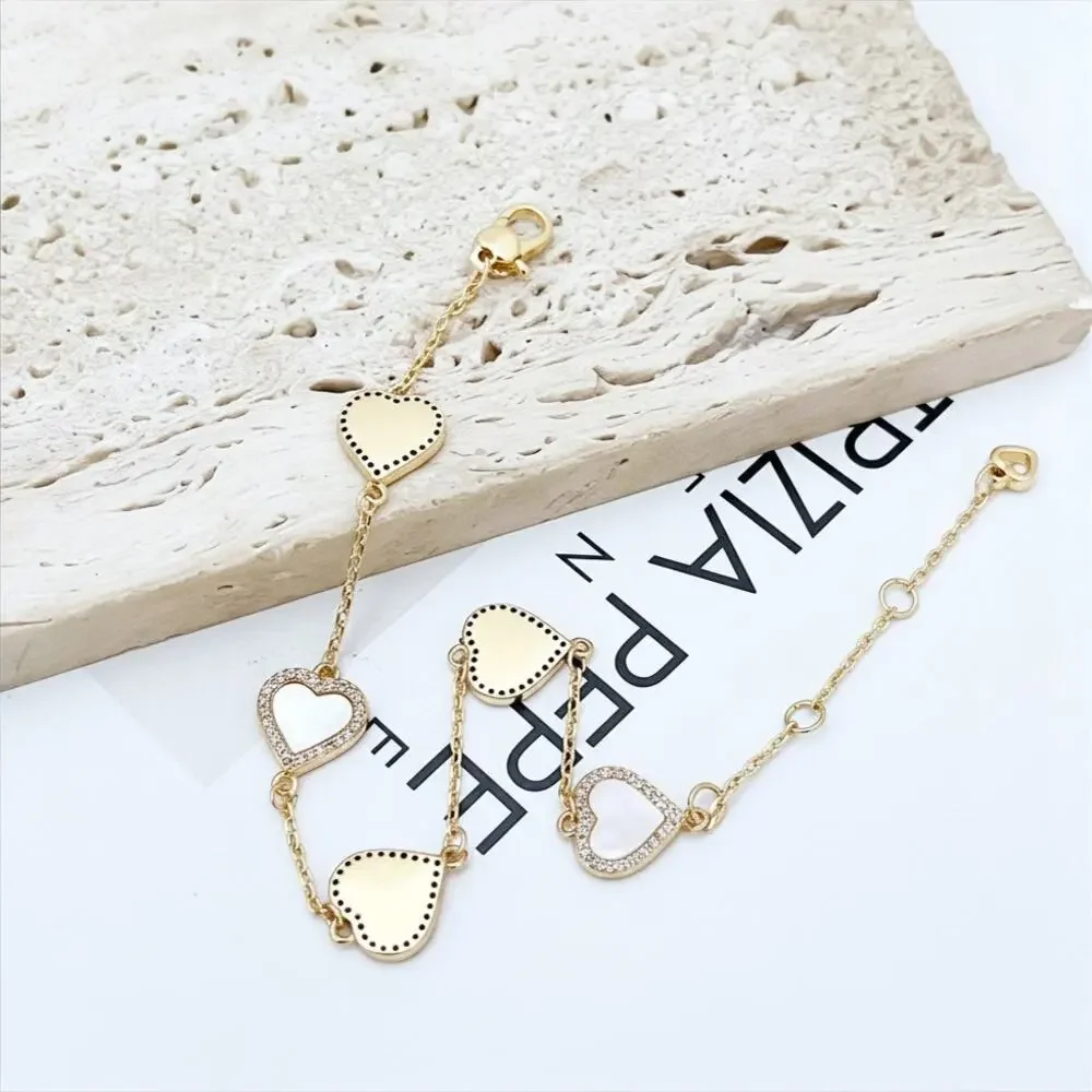 Kate Spade New York Gold-Tone Pavé & Mother-of-Pearl Heart Link Bracelet - Picture 7 of 8